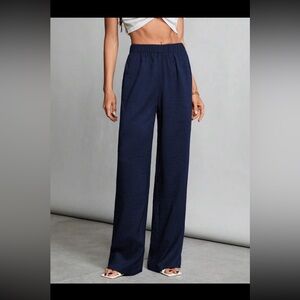 Lightweight Women's Navy Wide-Leg Pants